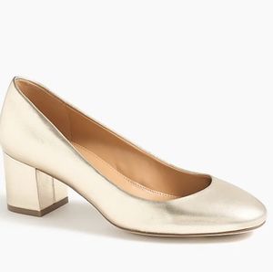 Gold J.Crew Factory Metallic Bryn Block Heels 10.5